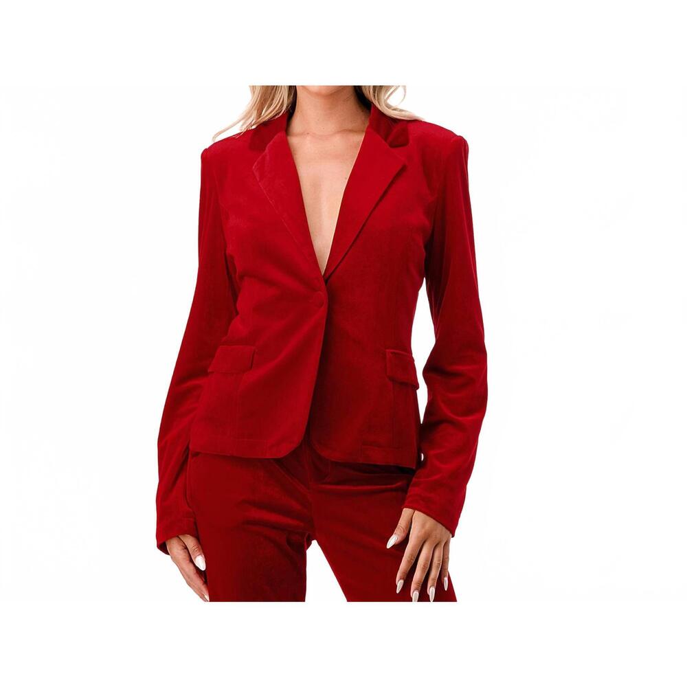 NEW MNI LOS ANGELES everlasting velvet blazer in red